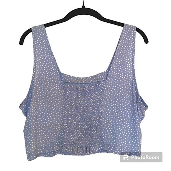 Thread & Supply Periwinkle Dot Print Cropped Tank | M - Picture 2 of 5